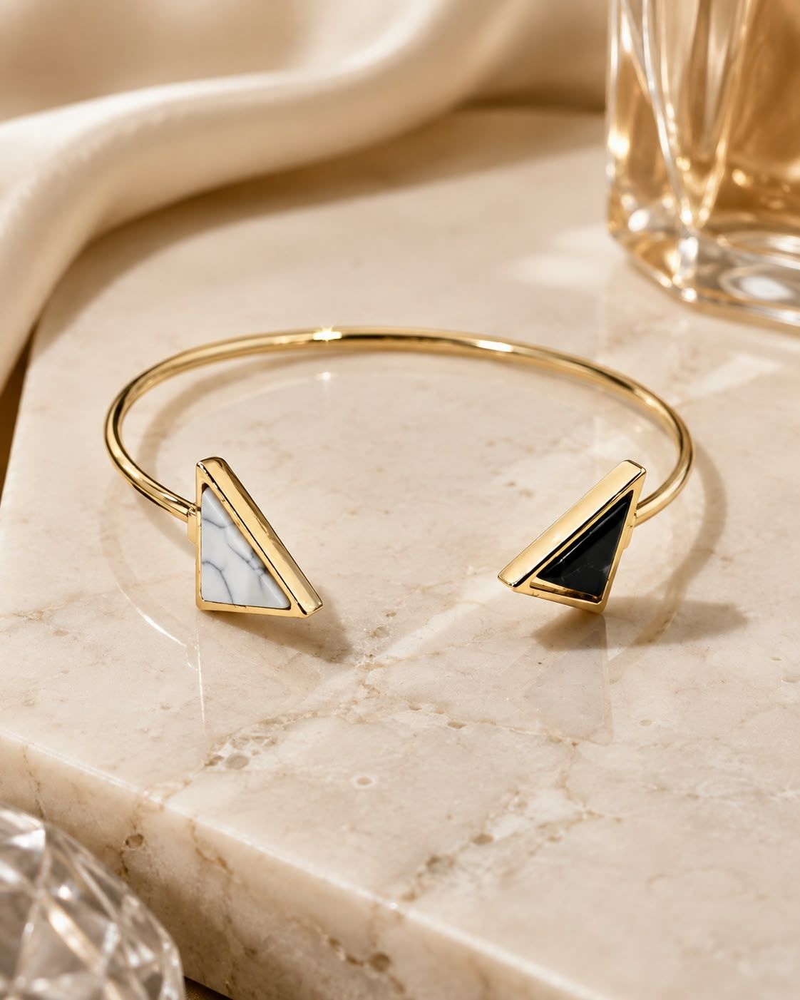 Dual Triangle Stone Cuff