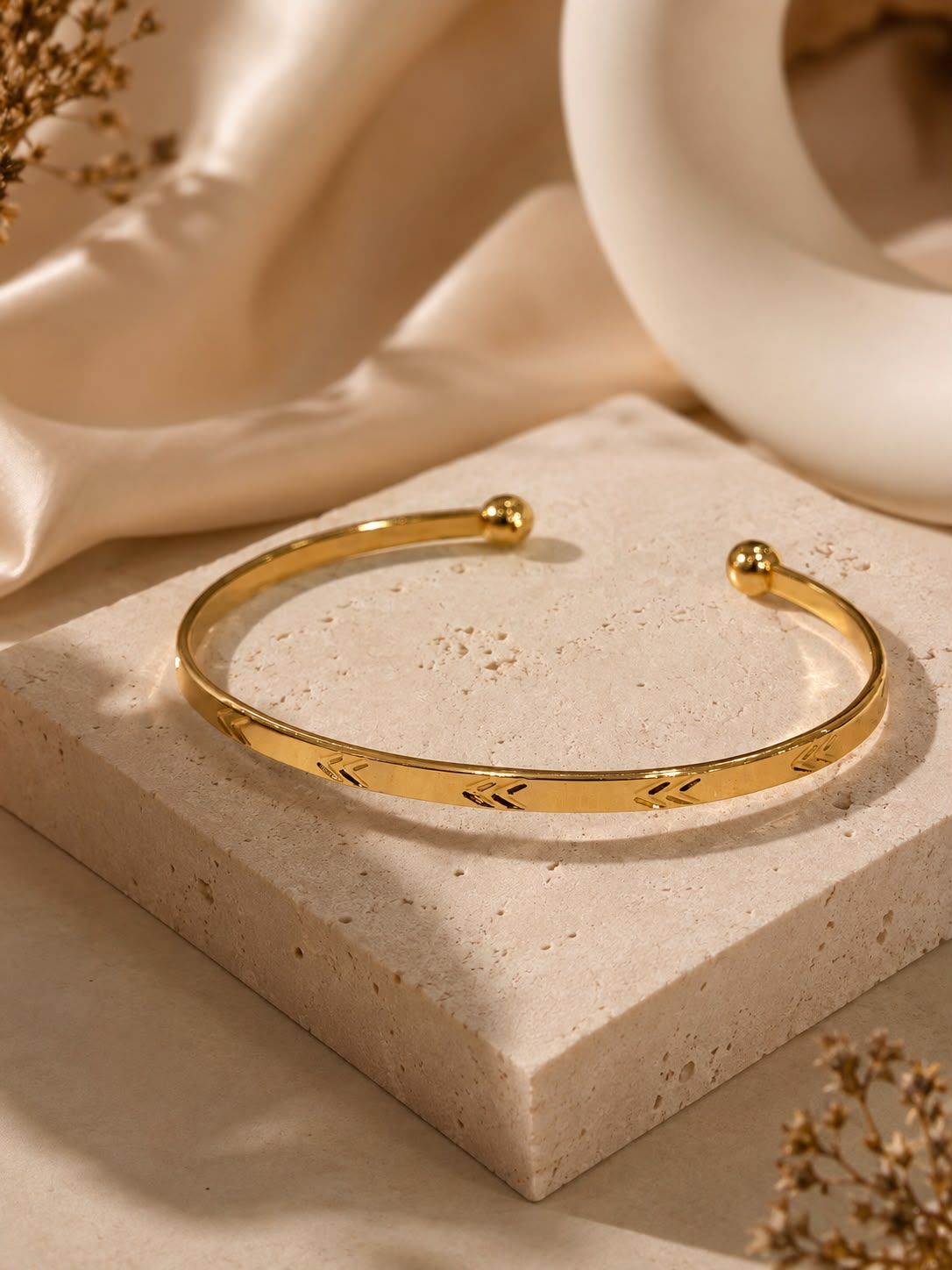 Chevron Engraved Slim Cuff