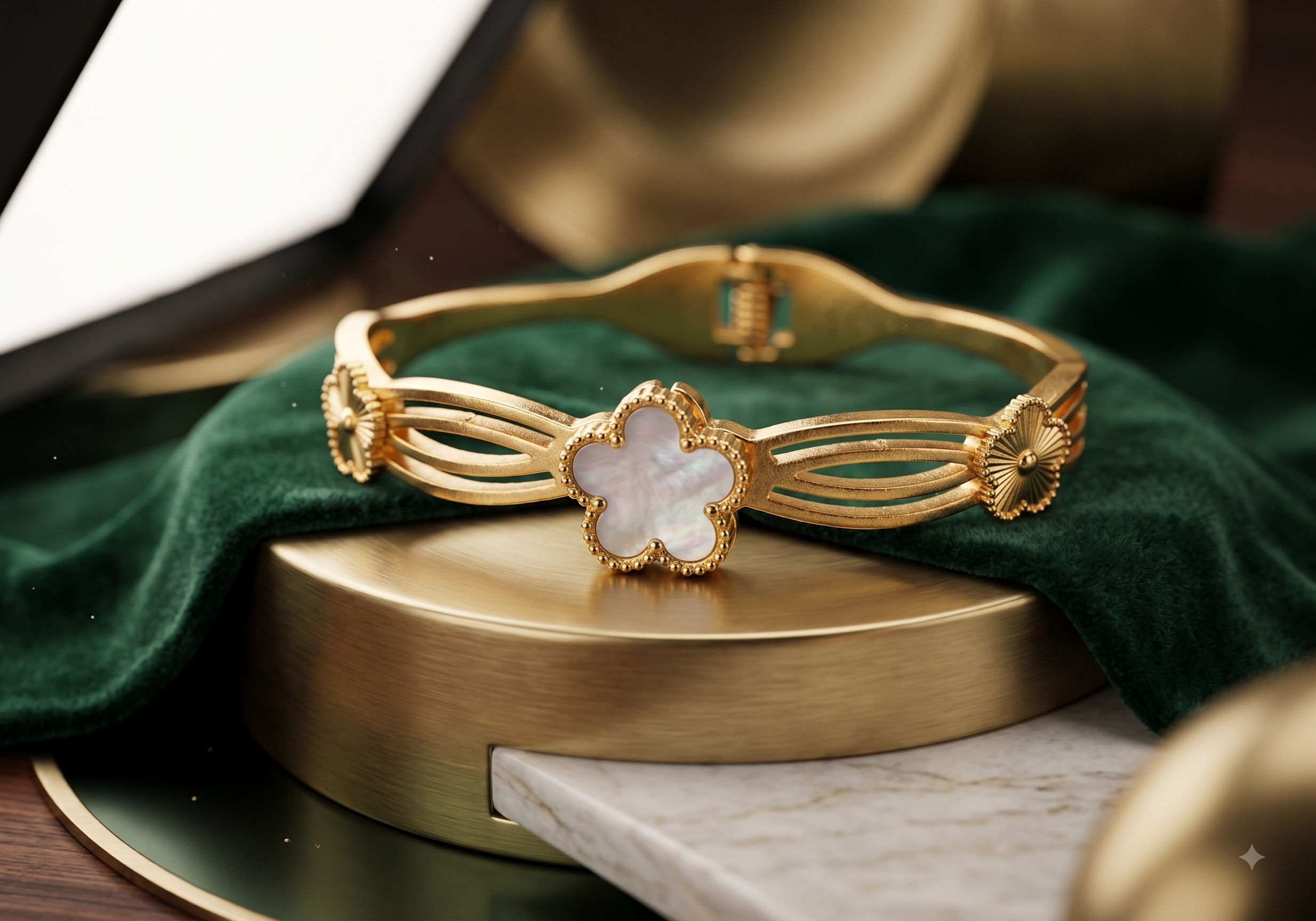 Kada Style Ivory Clover Bangle