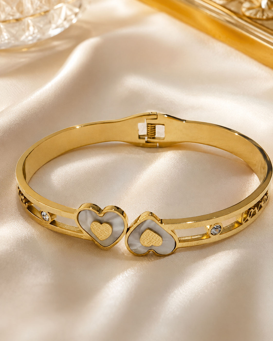 Amoura Twin Heart Crystal Bangle