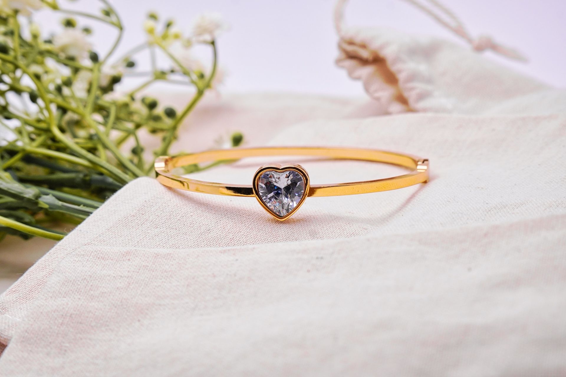 Heart-Cut Solitaire Bangle