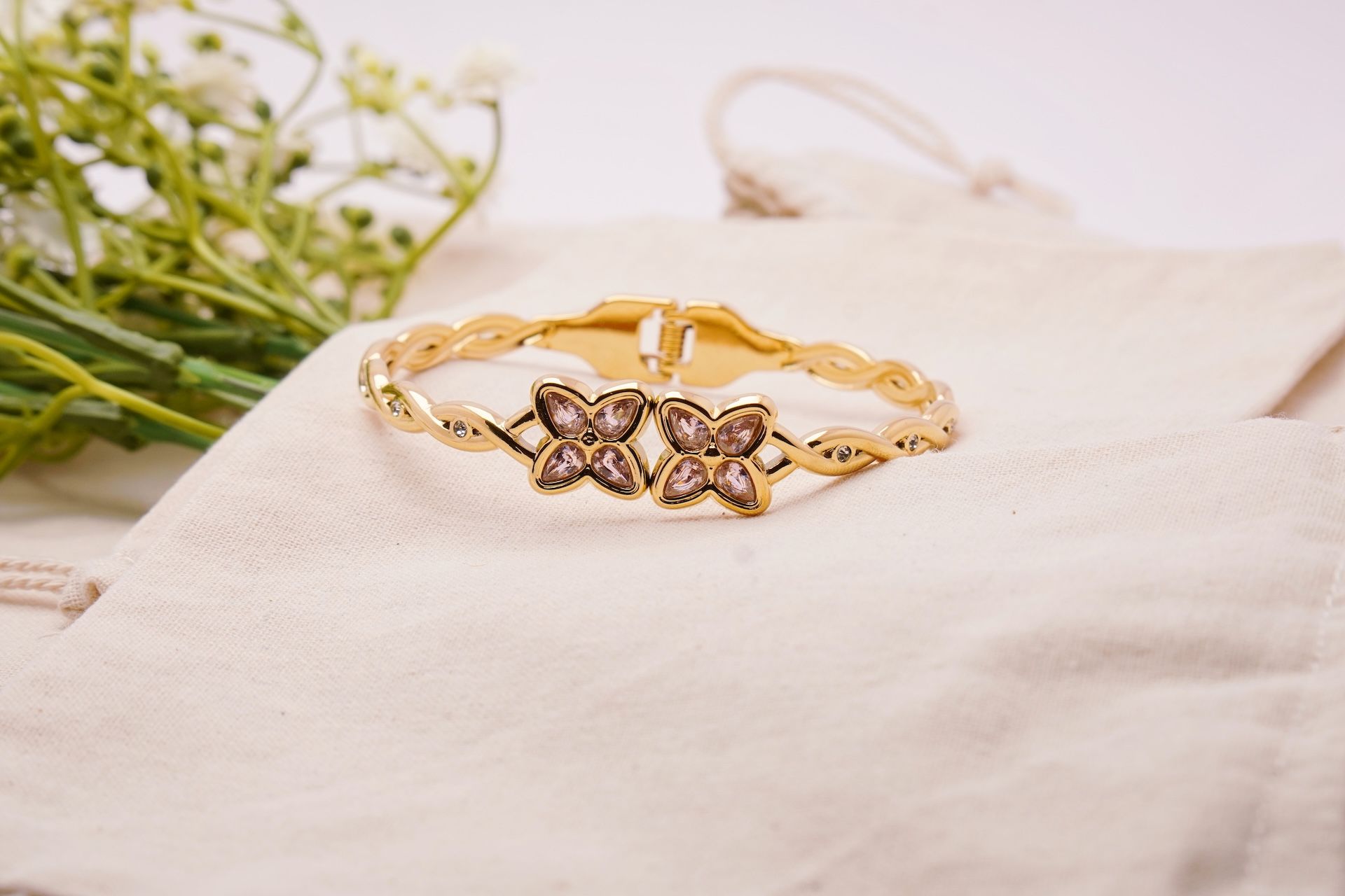 Blush Butterfly Vine Bangle