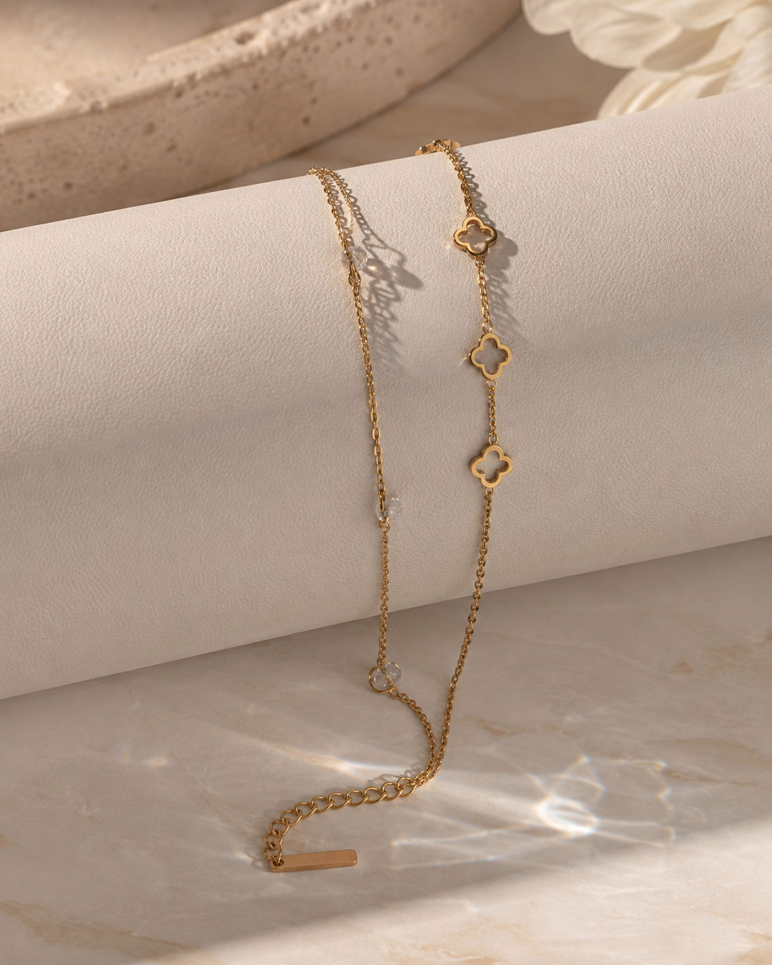 Clover Charm Bracelet With Stones