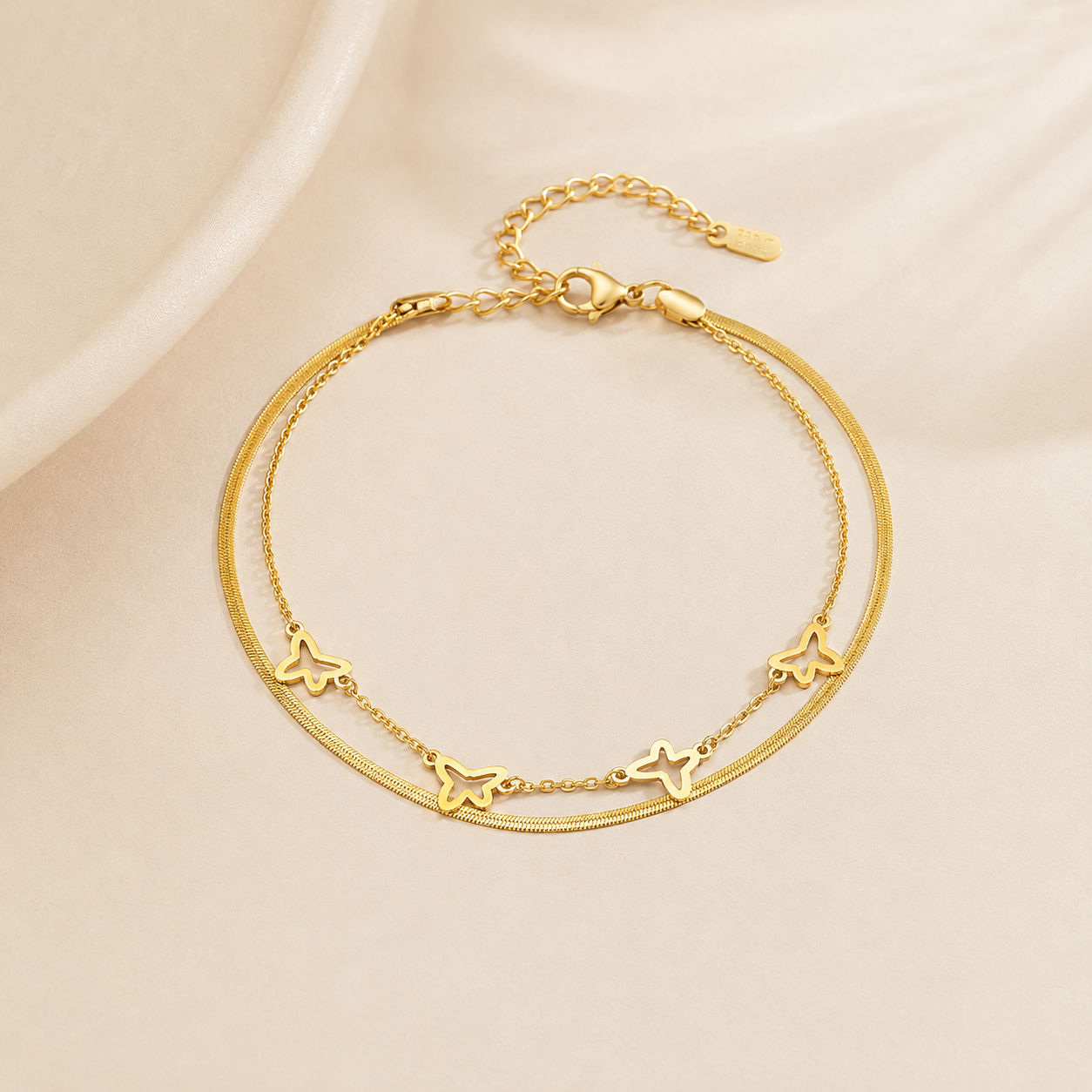 Double Layered Butterfly Charm Bracelet