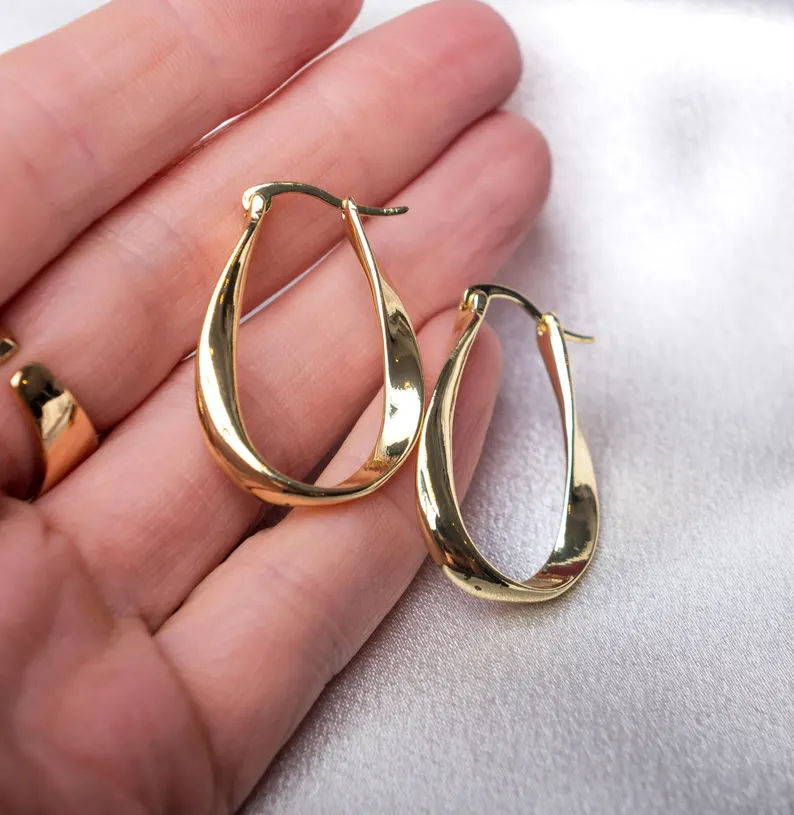 Twisted Teardrop Hoop Earrings