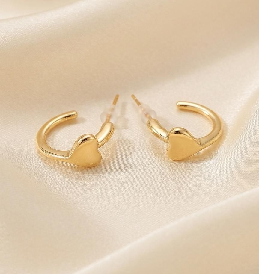 Heart Accent Hoop Earrings