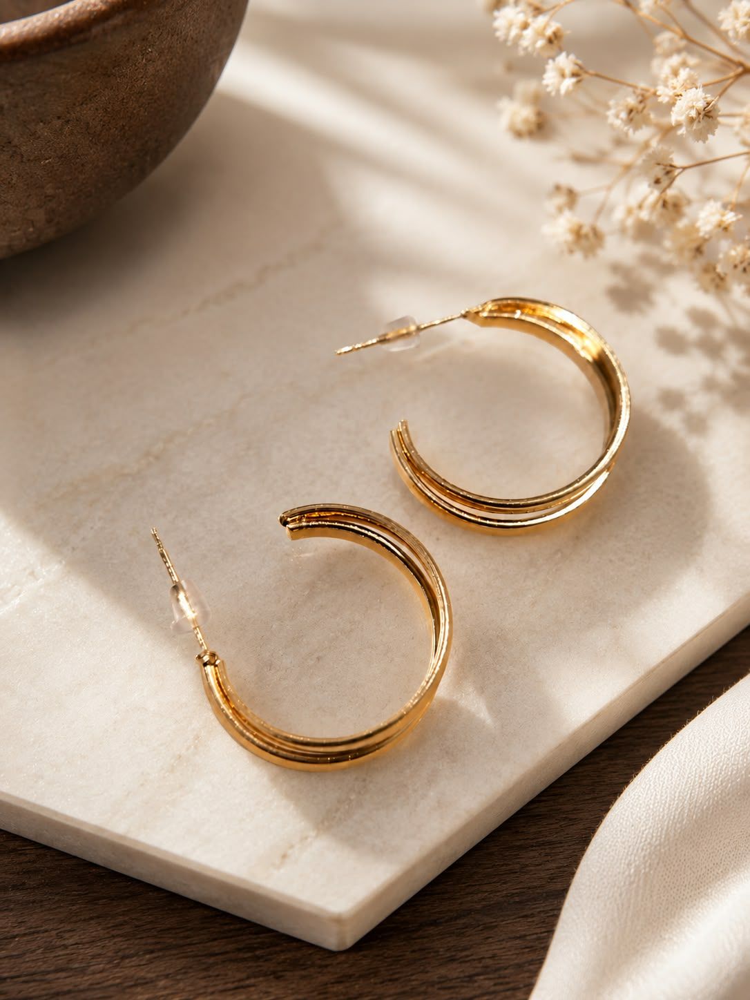 Double Arc Crescent Hoop Earrings