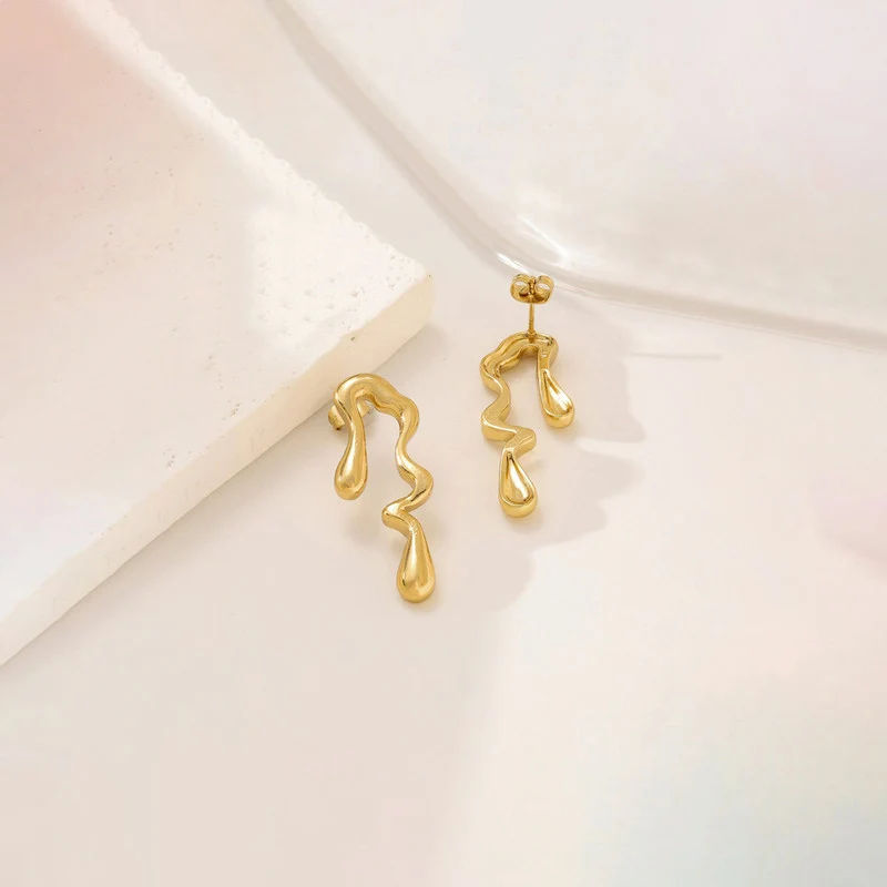 Melted Line Drop Earrings