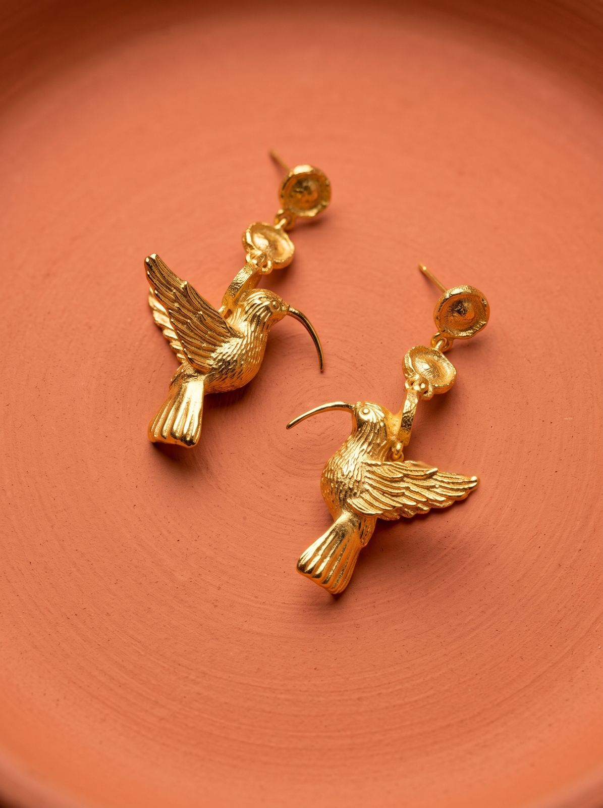 Golden Hummingbird Earrings