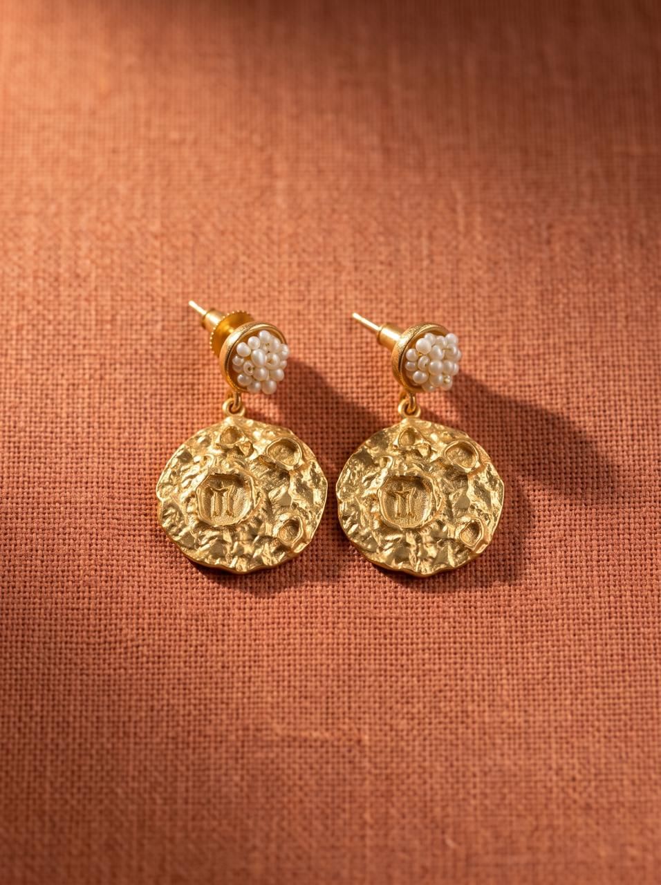 Pearl Texture Coin Earrings