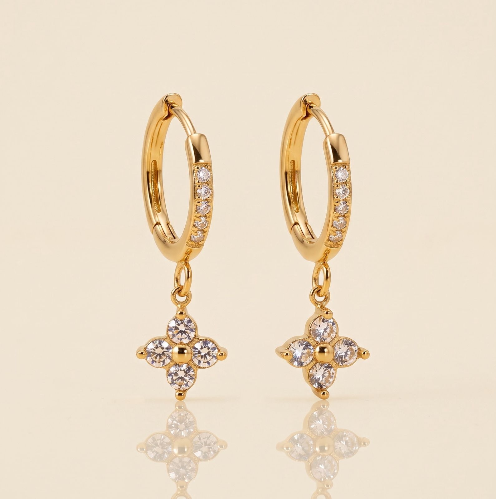 Crystal Clover Hoop Earrings
