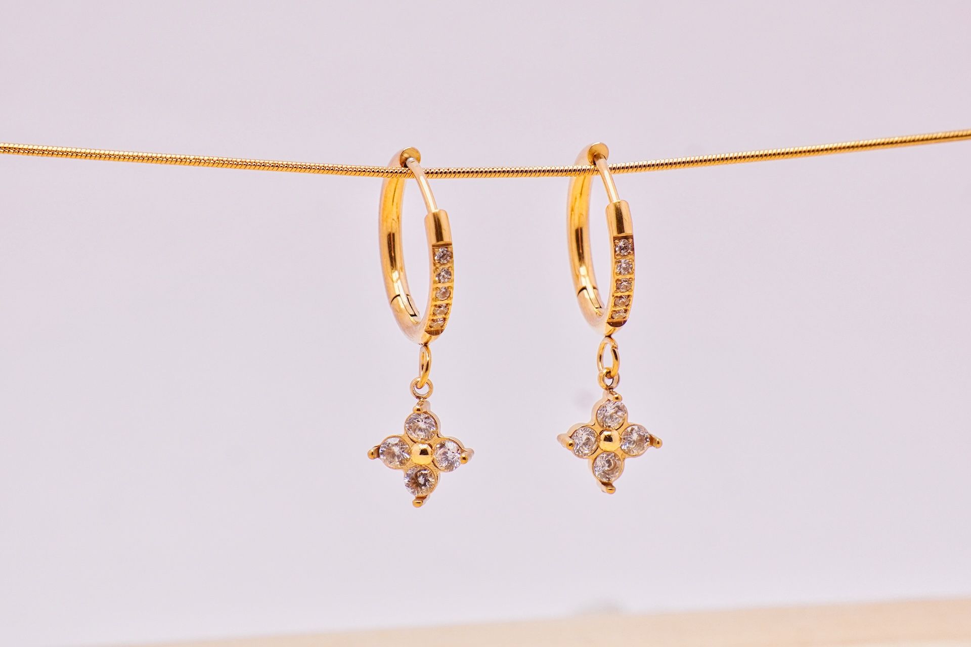 Crystal Clover Hoop Earrings