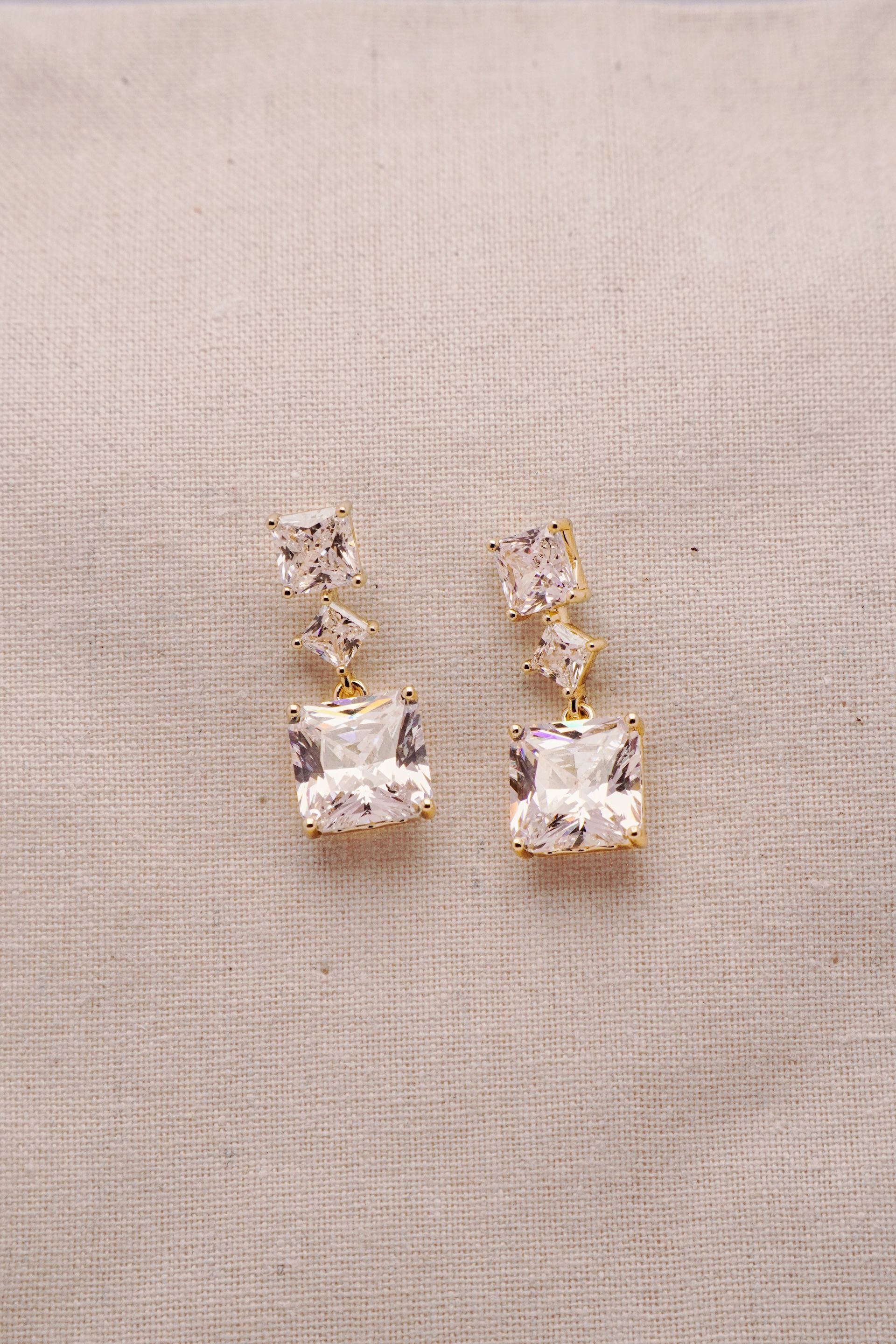 Triple Princess-Cut Drop Earrings