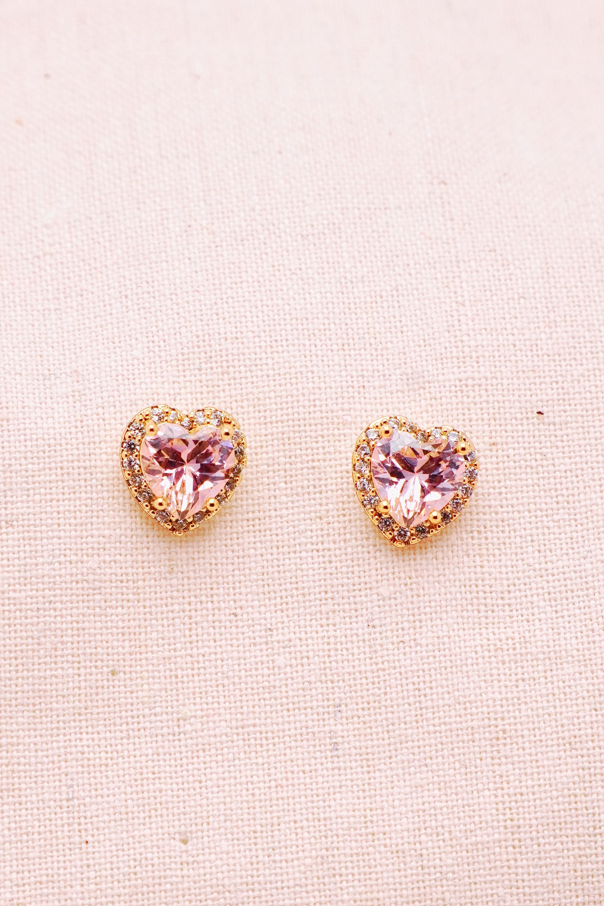 Blush Heart Halo Studs
