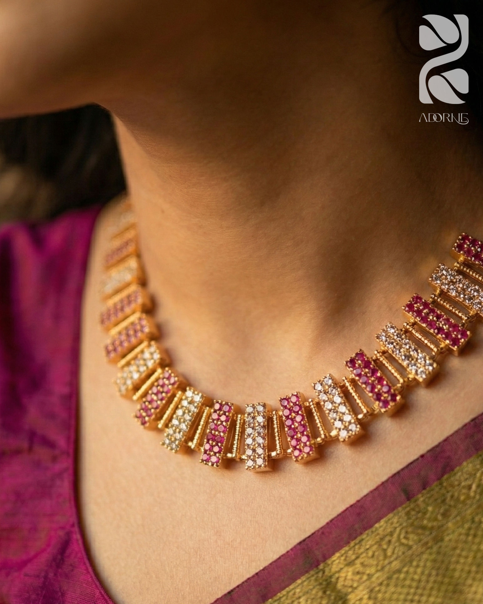 Aarika - AD Stone Bar Necklace