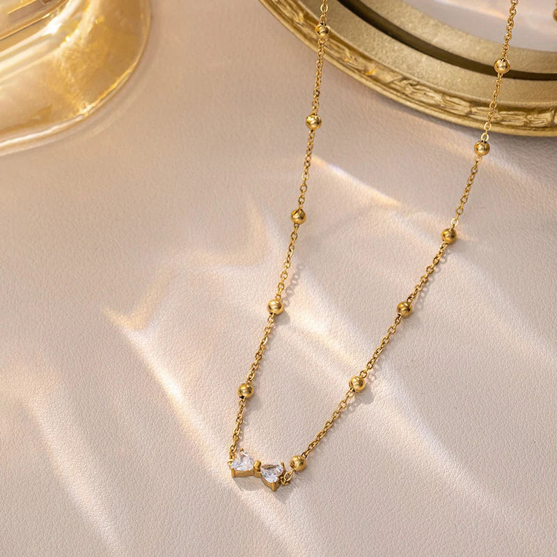 Beaded Crystal Bow Necklace