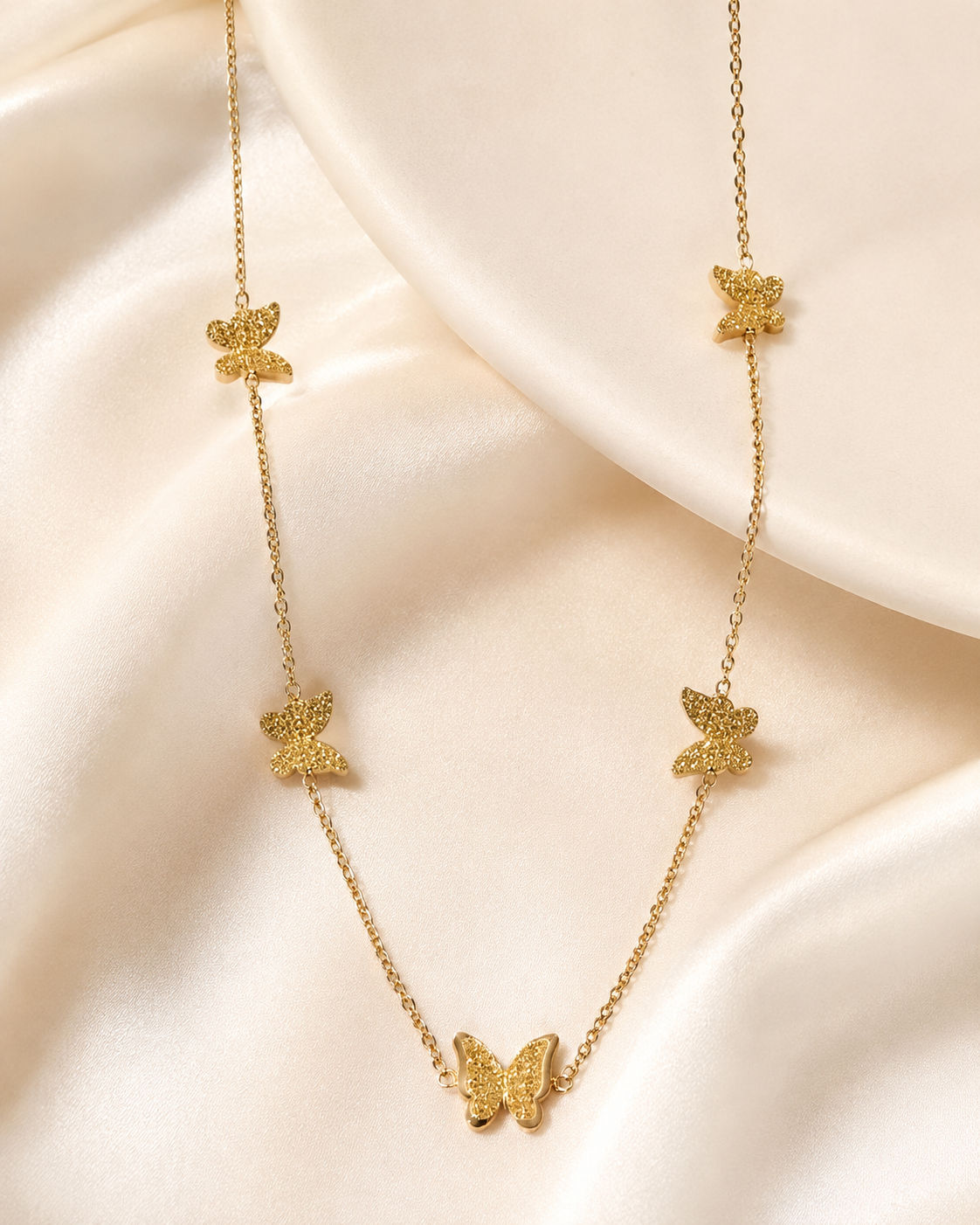Textured Butterfly Station Necklace