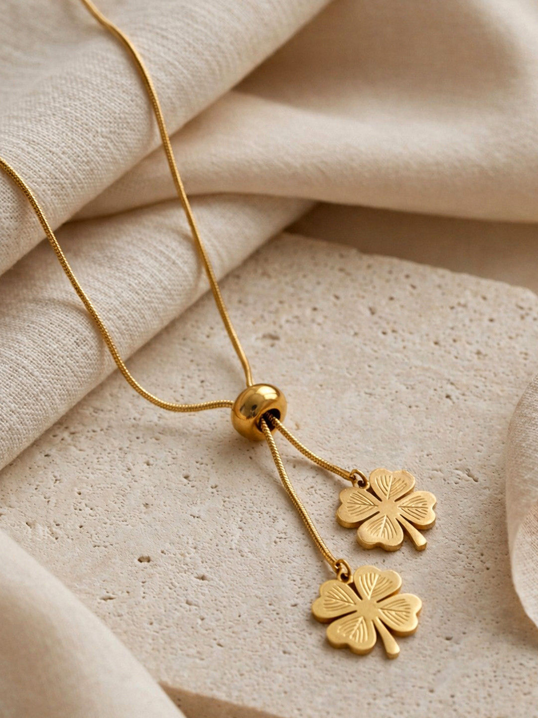 Golden Twin Clover Necklace