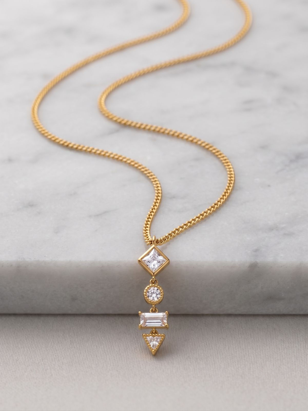 Celestia Geometric Crystal Drop Necklace