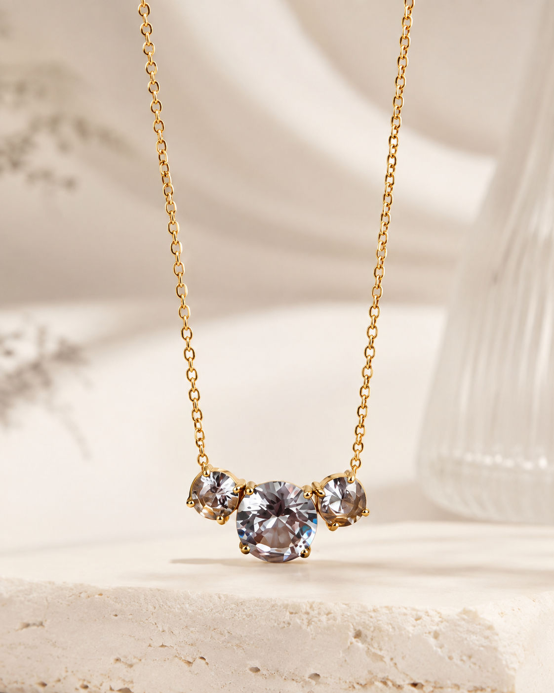 White Trio Crystal Necklace