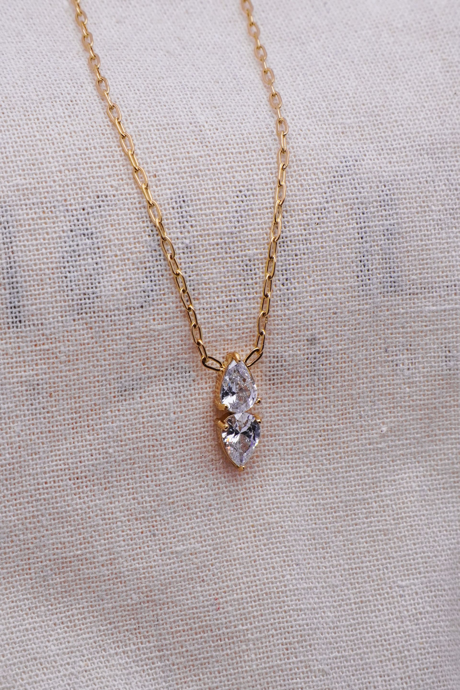 Twin Pear-Cut Pendant Necklace