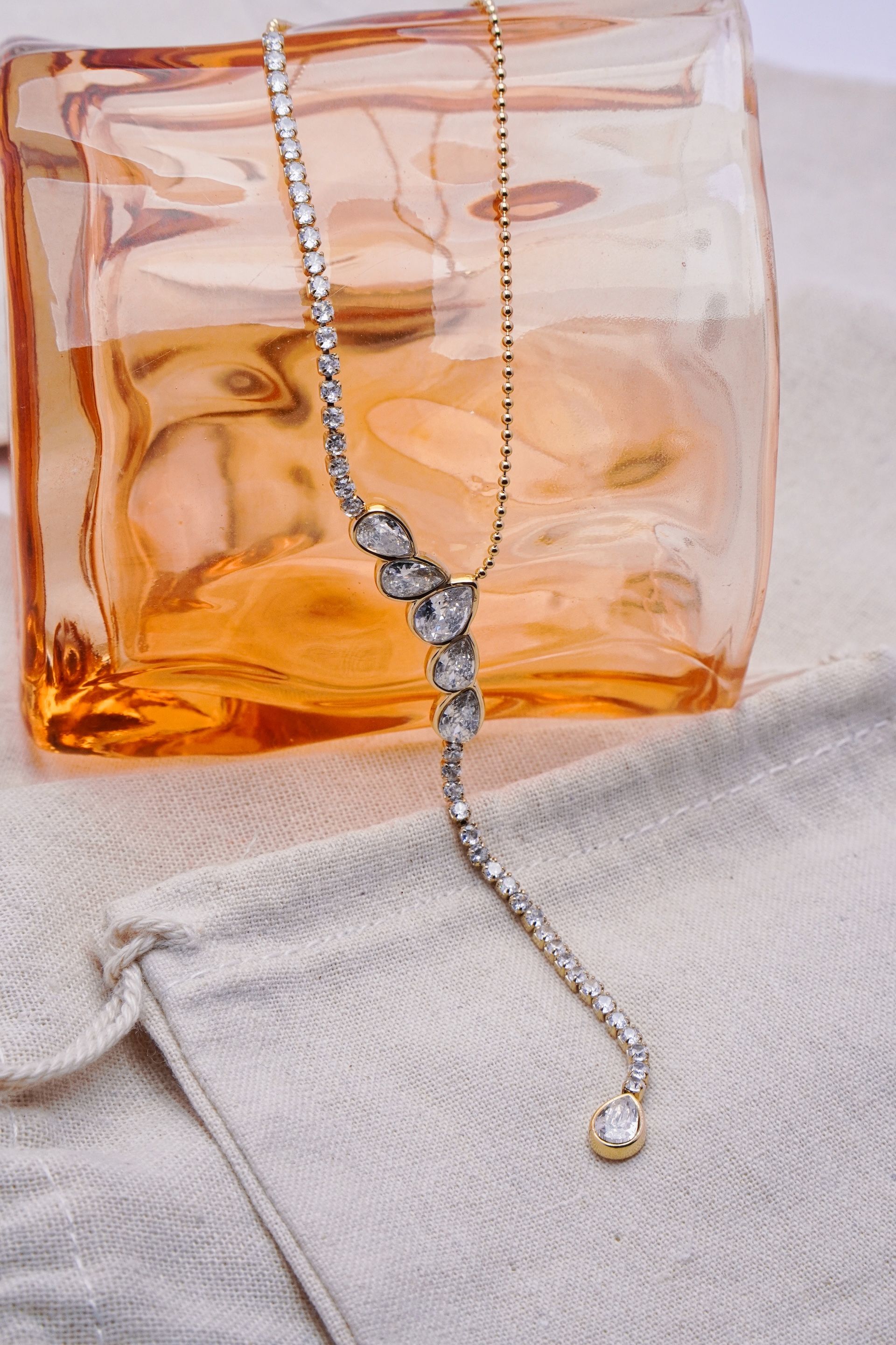 Crystal Vine Lariat Necklace