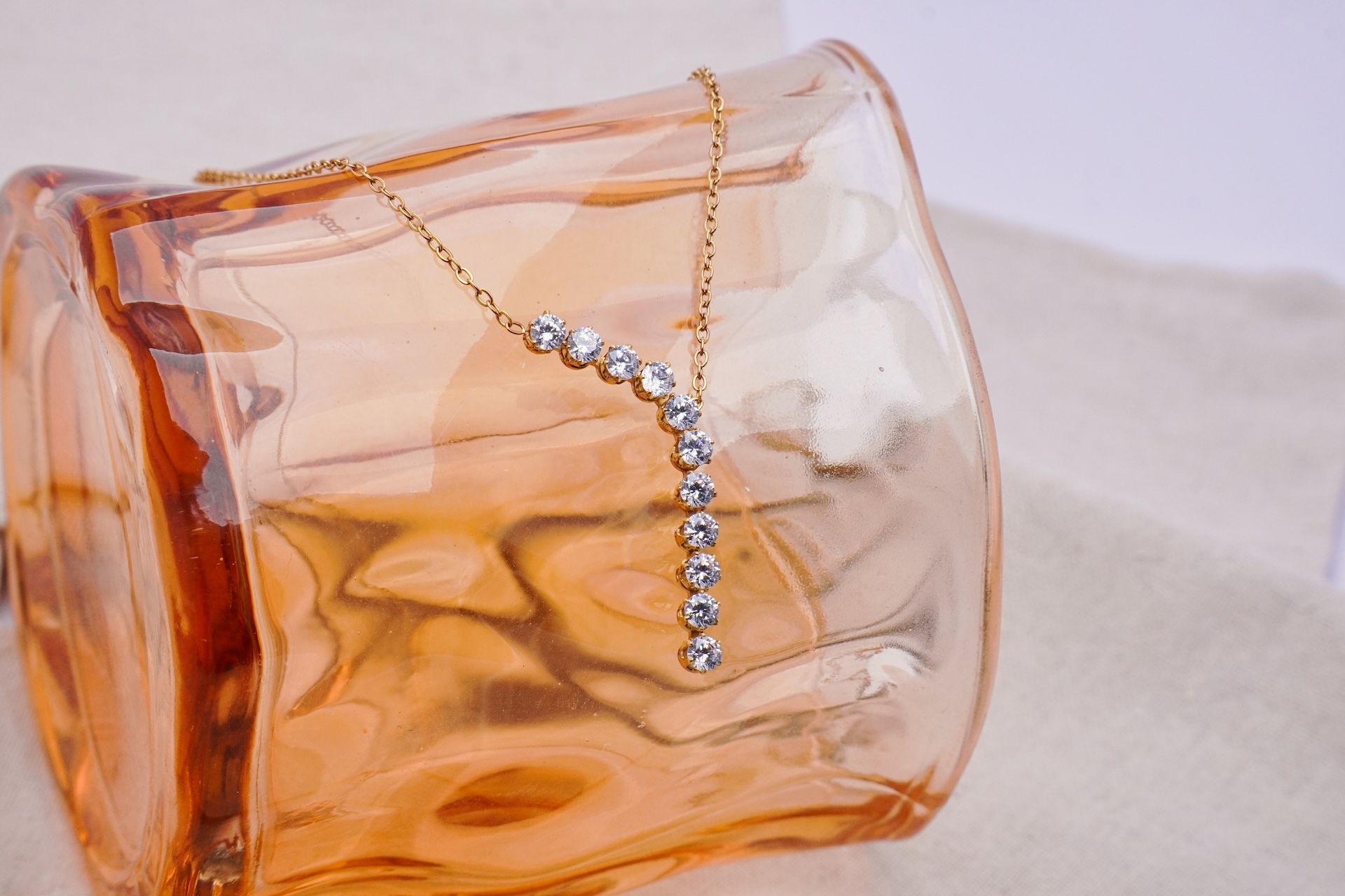 Crystal Ladder Drop Necklace