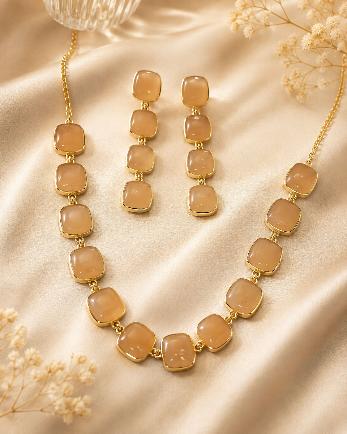 Sorelle Champagne Stone Necklace Set