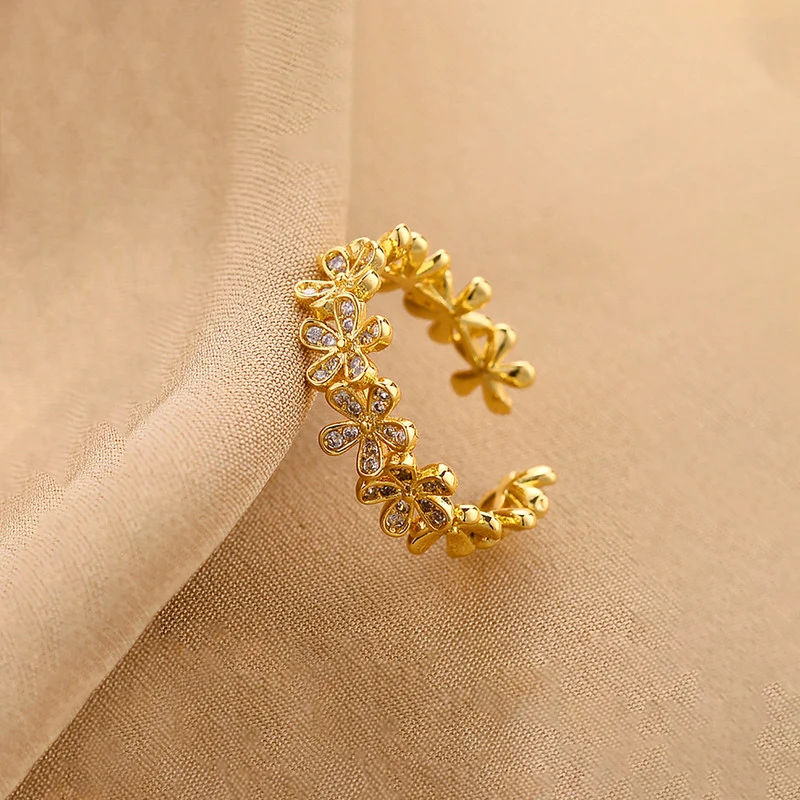 Floral CZ Open Ring