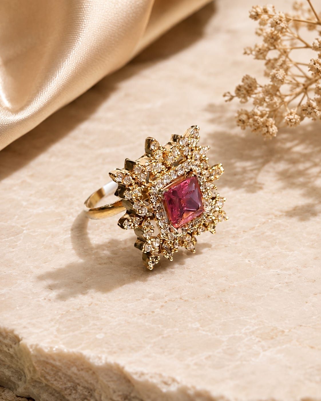 Ruby Crystal Statement Ring