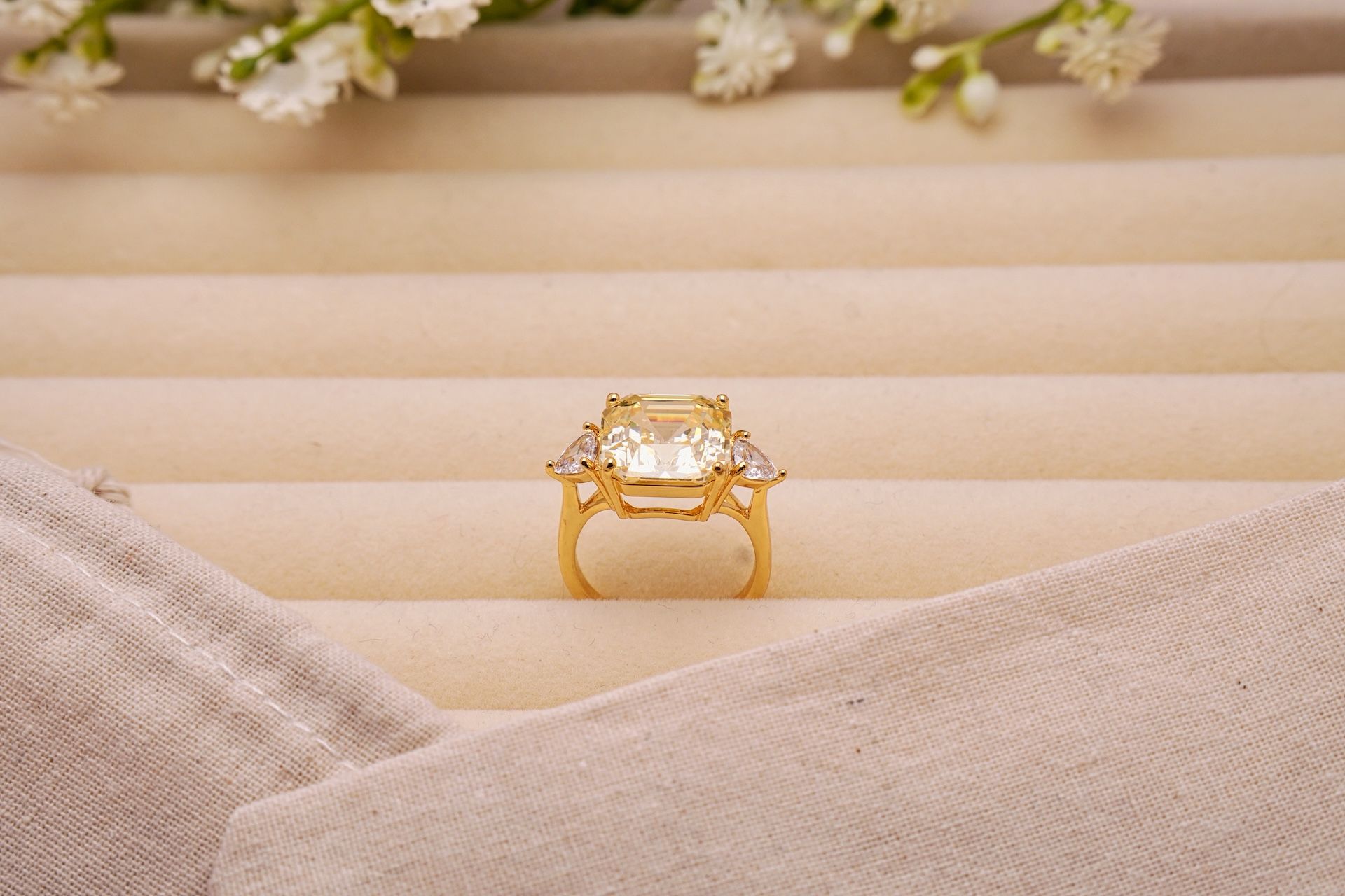 Emerald-Cut Three-Stone Ring