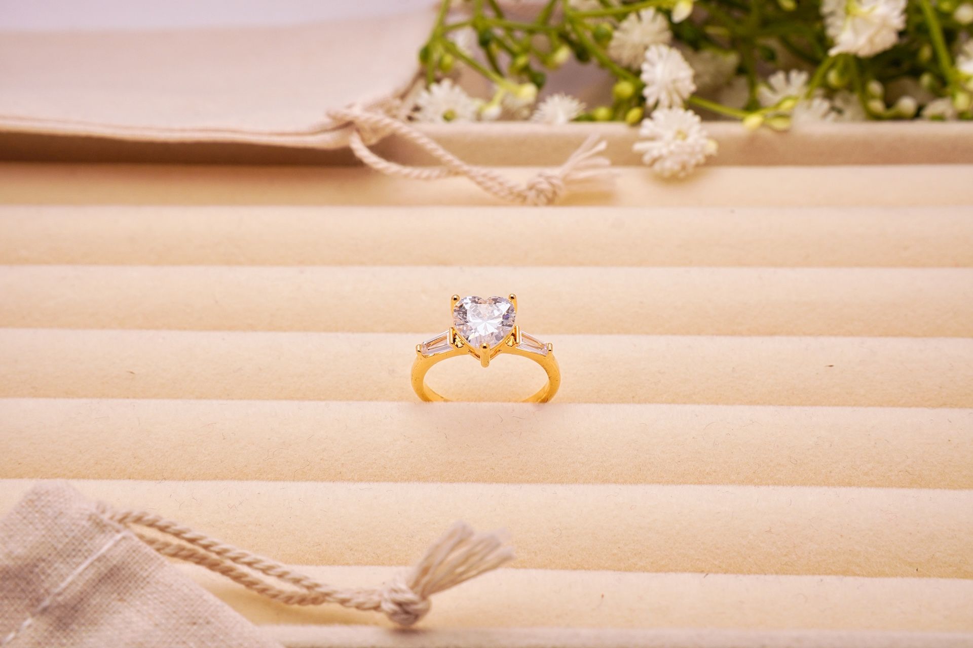 Heart-Cut Baguette Accent Ring