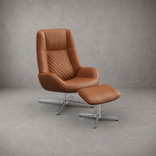 Bordeaux Leather Recliner & Foot Stool Set