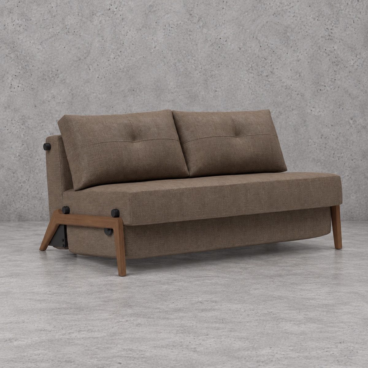 Cubed Sleeper Sofa with Dark Wood Legs