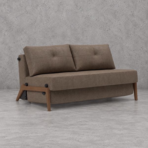 Cubed Sleeper Sofa with Dark Wood Legs