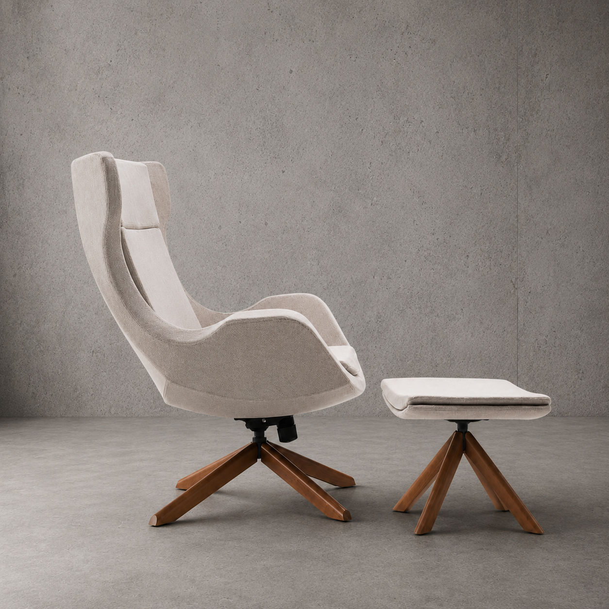 Naos Fabric Recliner & Foot Stool Set