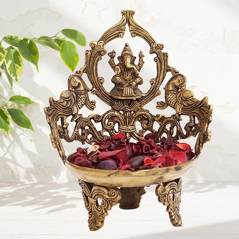Mohanjodero Brass Ganesha Urli/Bowl