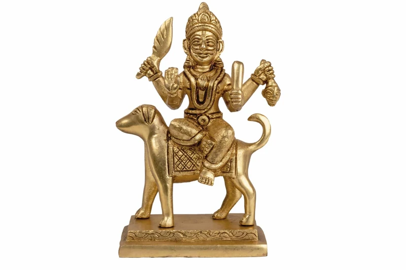 Mohan Jodero Brass Kaal Kal Bhairav Idol | Bhairo Baba Ji Murti | Shri Kal Bhairava Statue I Incarnation of Lord Shiva I Height- 6.8 Inches I