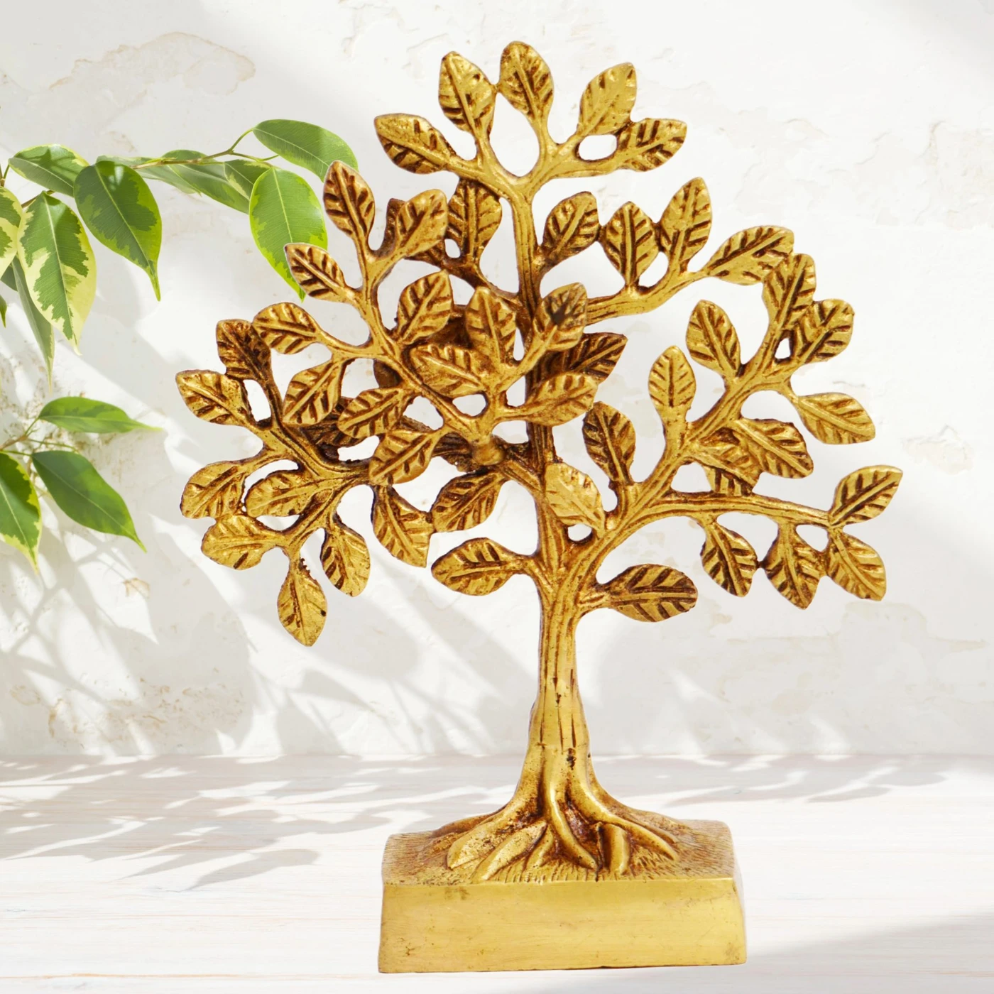 Brass Kalpavriksha Tree/Tree of Life in Antique Golden Finish