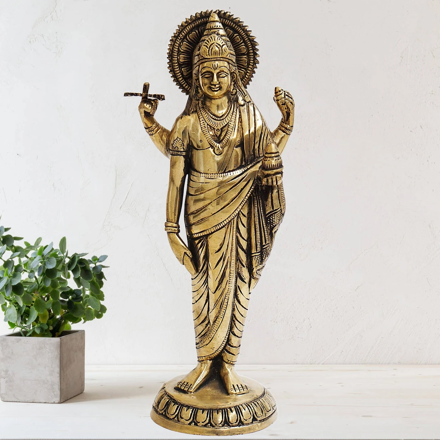 Brass Lord Dhanvantari Idol/ God of Ayurveda, Incarnation of Lord Vishnu
