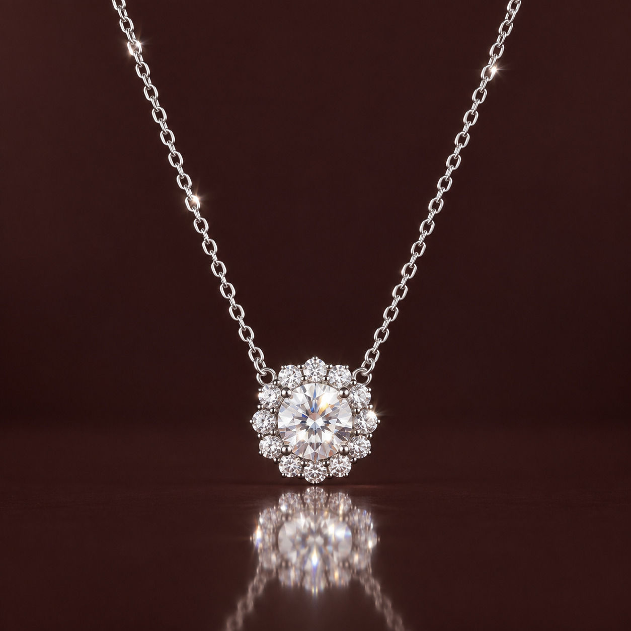 AUREUM HALO moissanite necklace from Moisanite & Co.