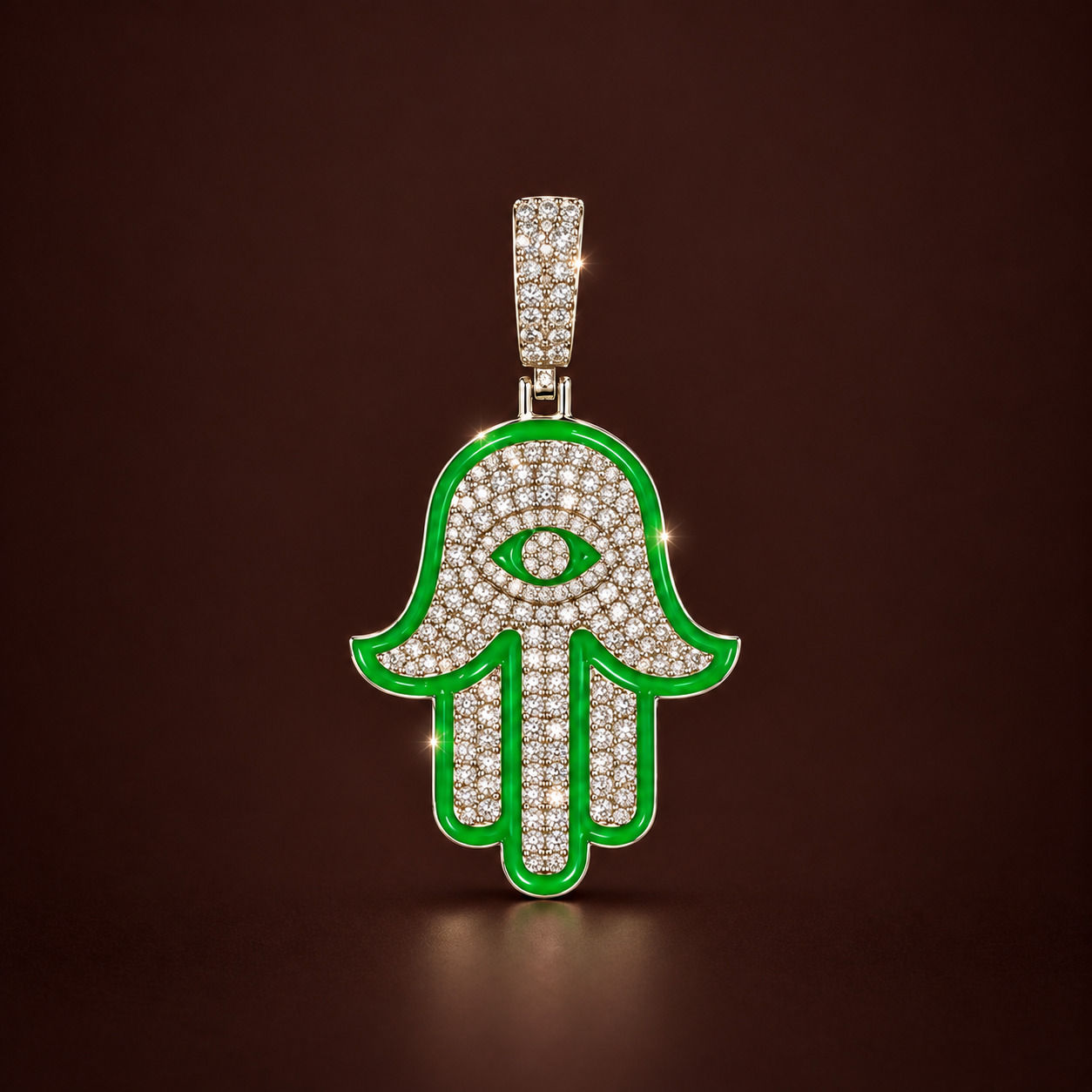 Hamsa moissanite pendant