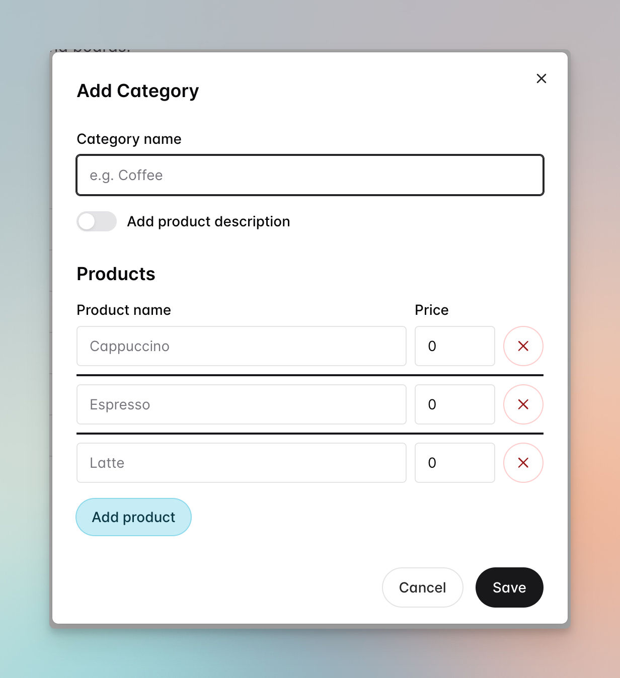 Add Categories