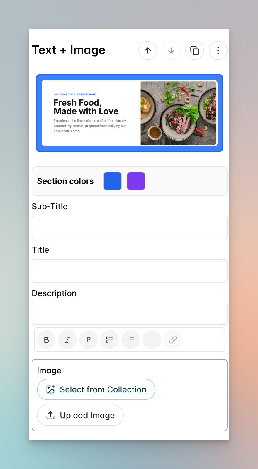 customize sections