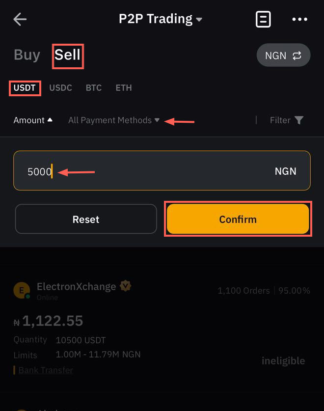 Sell USDT on Bybit Android