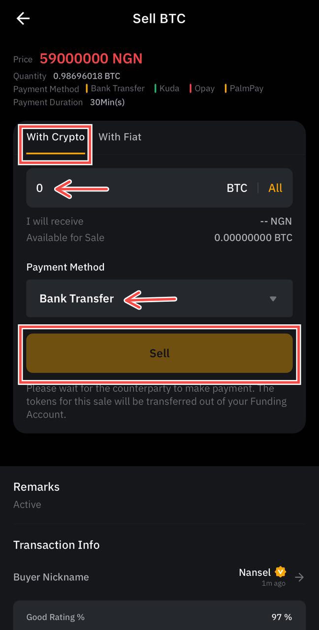 Sell your Bitcoin on Bybit Steps