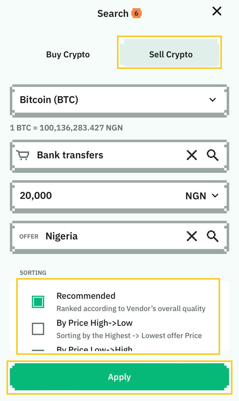 Step: How to convert BTC to NGN on NoOnes (Android and iOS)