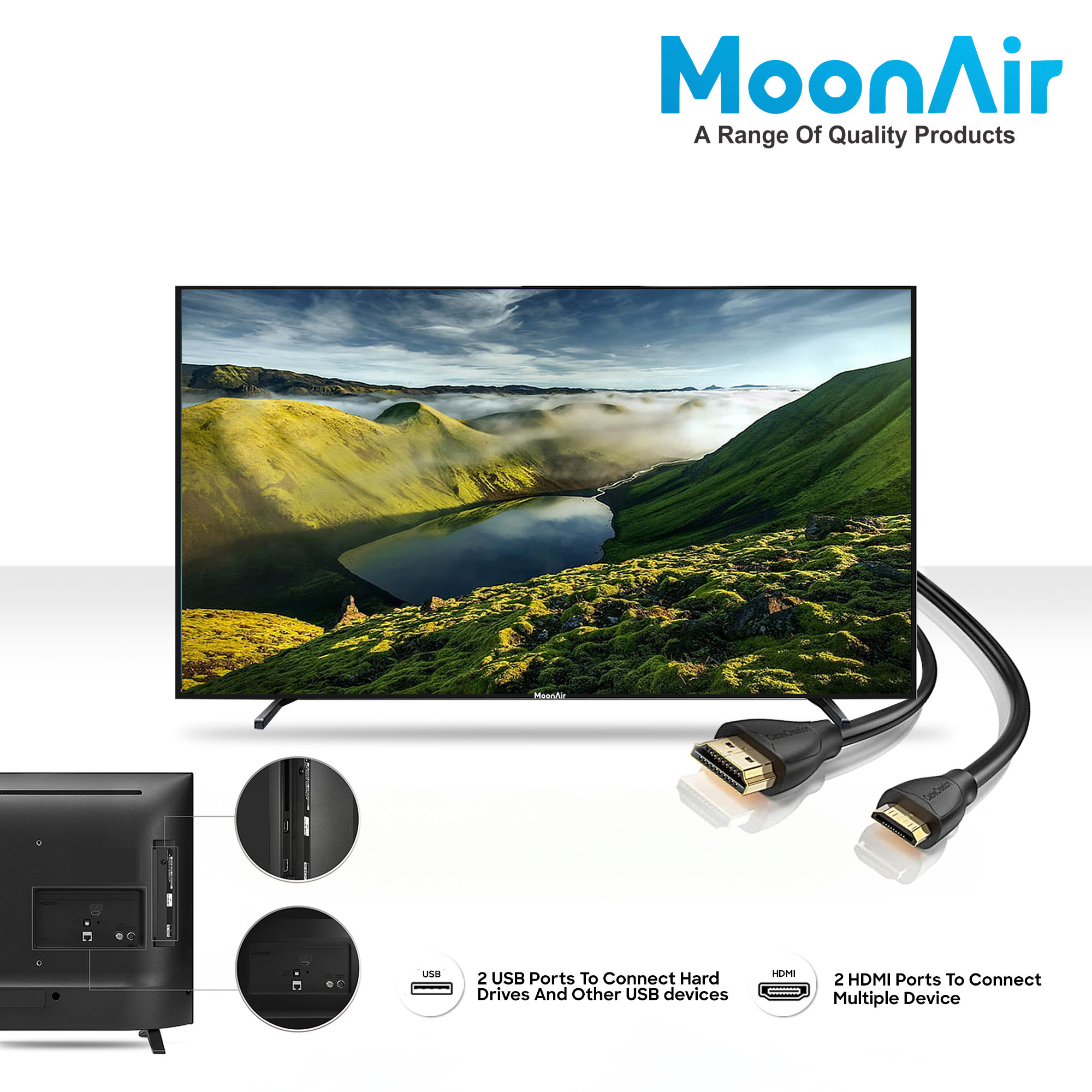 MoonAir 60 cm (24 inches) Full HD LED TV, Ultra Slim, A+ Grade Panel, ULTRASLIM 24N (Black) (2023 Model)