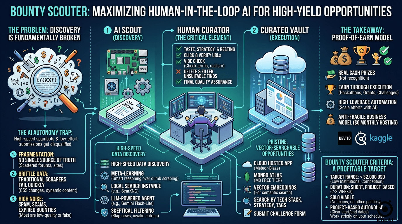 The AI Autonomy Trap: How I Built a "Human-in-the-Loop" Bounty Scouter to Actually Win