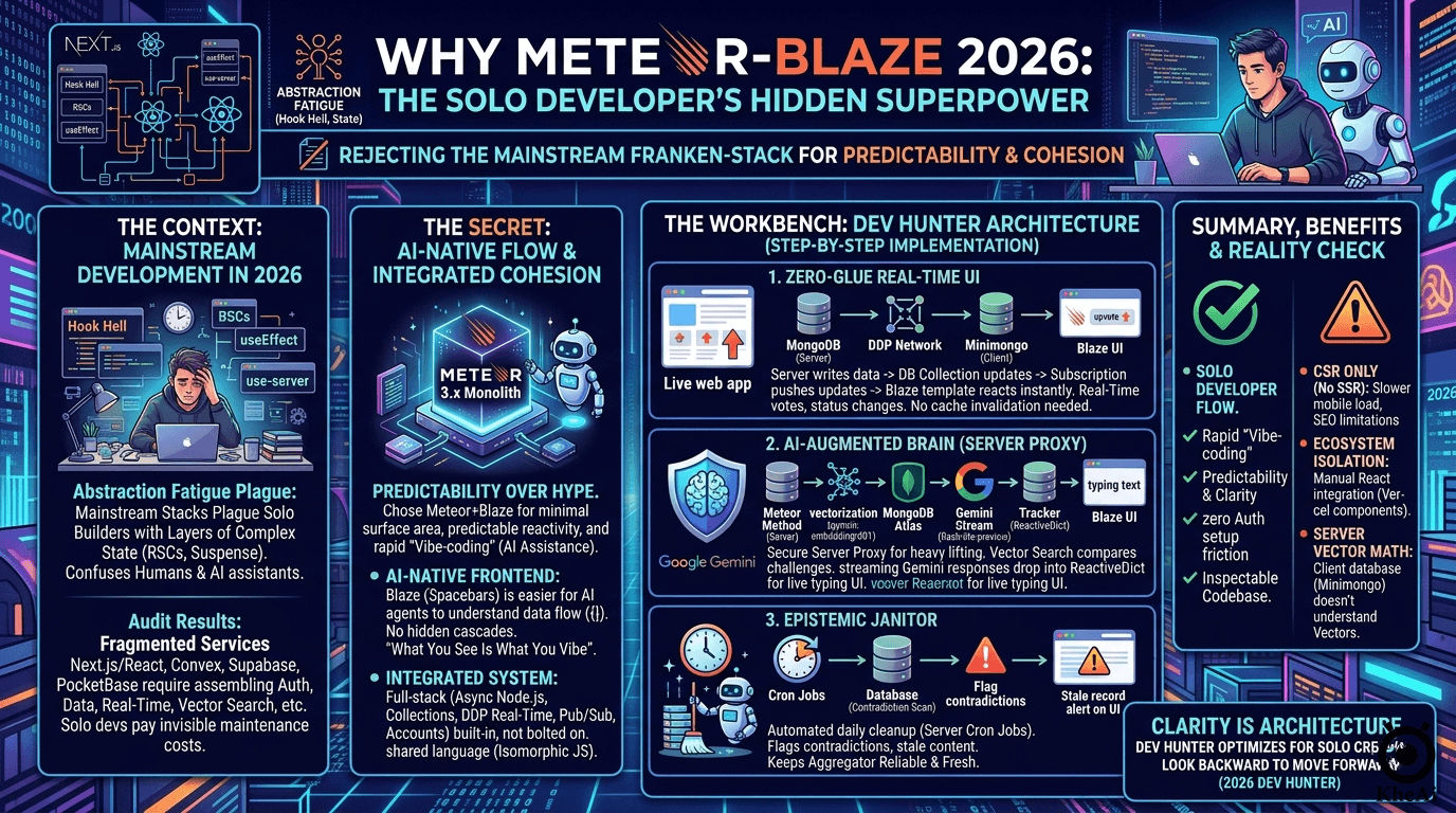 Why I Chose Meteor + Blaze for Dev Hunter After Auditing the 2026 Stack Landscape